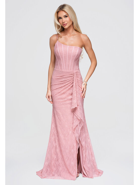 Ombre Ombre Sukienka wieczorowa LA-OM-DLR375 Różowy Slim Fit