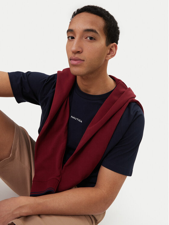Nautica Nautica Majica NCC04498 Mornarsko modra Regular Fit