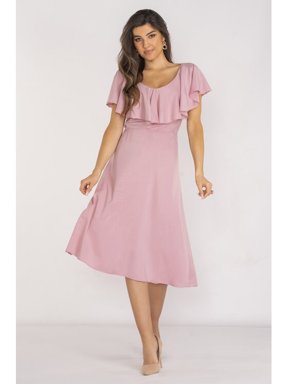 Awama Awama Sukienka letnia A659 Różowy Basic Fit