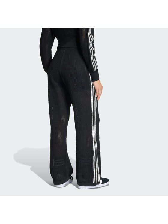 adidas adidas Kootud püksid Knitted Crochet Firebird KC6494 Must Regular Fit