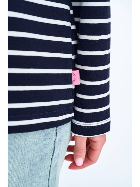NAOKO NAOKO Longsleeve Aquamarine Czarny Regular Fit