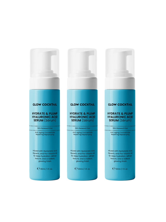 Glow Cocktail Glow Cocktail 3 x nawilżające i ujędrniające serum z kwasem hialuronowym 30 ml Zestaw do pielęgnacji skóry