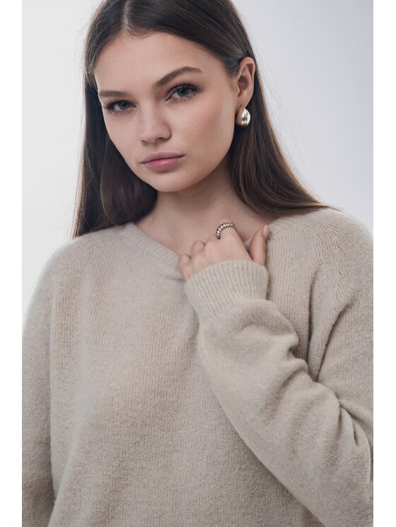 Estro Estro Πουλόβερ ER00118757 Μπεζ Loose Fit
