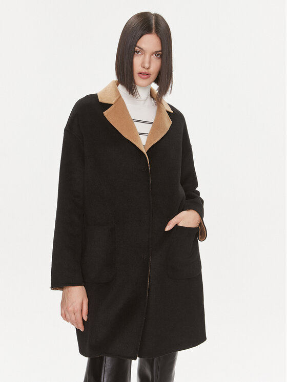 Liu Jo Vlnený kabát MF3241 T3505 Farebná Relaxed Fit