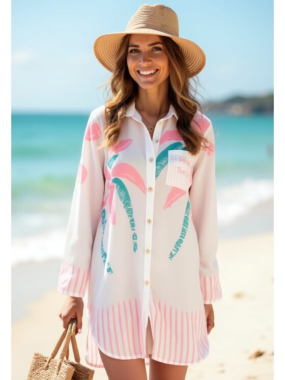 FIGL FIGL Vestito estivo M1121 Bianco Shirt Fit