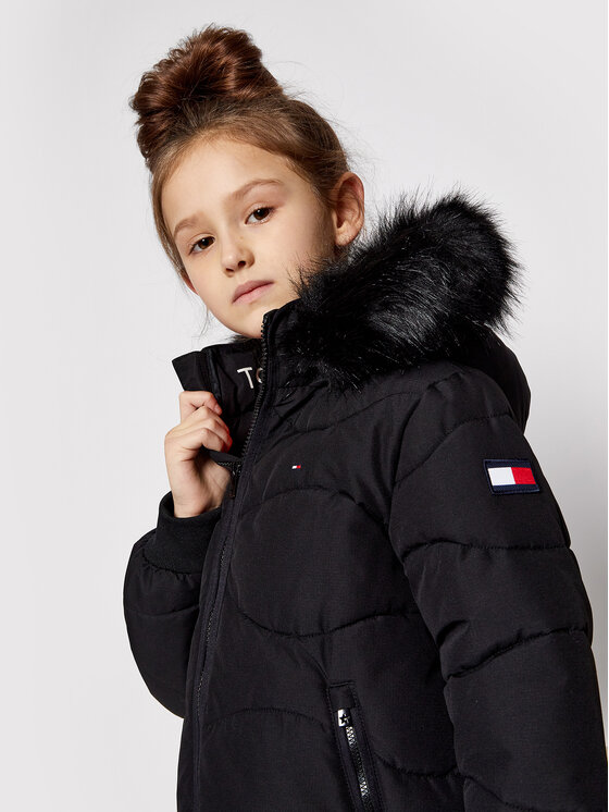 Tommy Hilfiger Tommy Hilfiger Μπουφάν χειμωνιάτικο Tonal Fur KG0KG05970 M Μαύρο Regular Fit