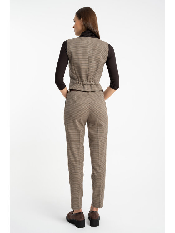 CLICK CLICK Kalhoty z materiálu 30-441 Hnědá Comfortable Fit