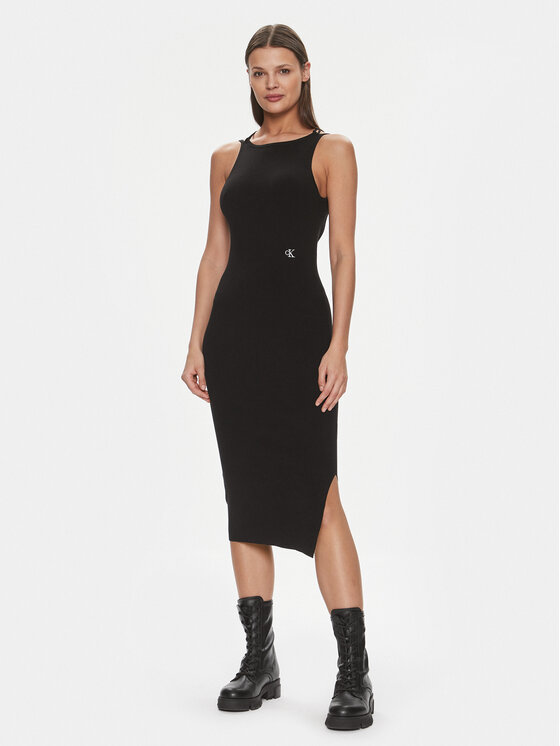Calvin Klein Jeans Calvin Klein Jeans Rochie de zi Tie Detail J20J223050 Negru Slim Fit