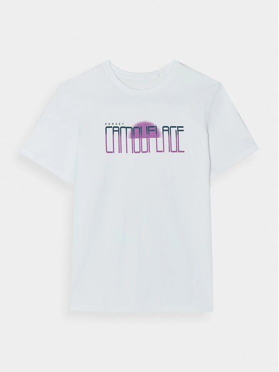 4F 4F T-Shirt 4FWSS24 TTSHM1288 10S BIAŁY M Biały Regular Fit