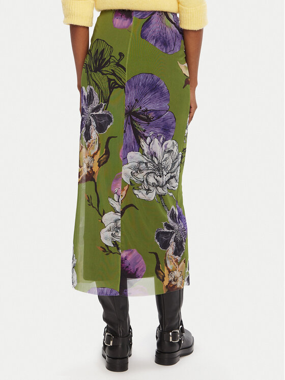 Desigual Desigual Maxi szoknya Tulleflowers Lacroix 25WWFK03 Zöld Regular Fit