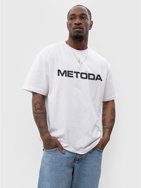 Metoda Sport Metoda Sport T-Shirt Koszulka Z Krótkim Rękawem Oversize Biała Metoda Sport Name XL Biały Oversize