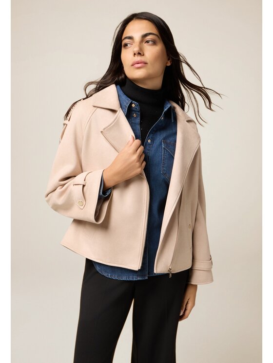 Oltre Oltre Giacca in similpelle R328J000284N022 Écru Regular Fit