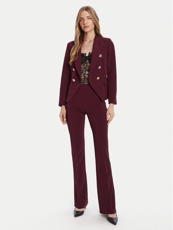 Rinascimento Rinascimento Hlače CFC0125318003 Tamnocrvena Flare Fit