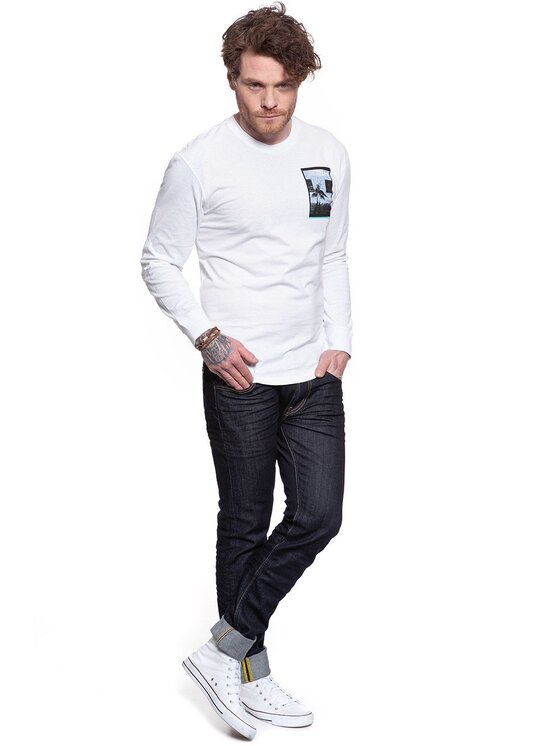 Lee Lee T-shirt LS GRAPHIC CREW Bianco Regular Fit
