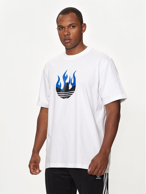 adidas adidas T-Shirt Flames Logo IS2944 Bílá Loose Fit
