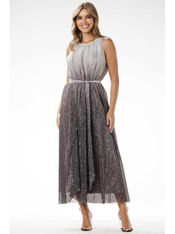 Awama Awama Večerné šaty A703 Strieborná Basic Fit