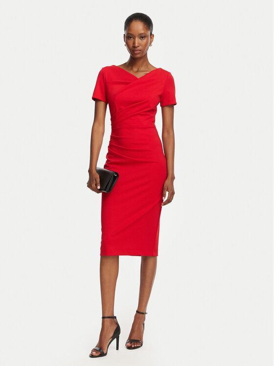 Rinascimento Rinascimento Kokteiļkleita CFC0129420003 Sarkans Slim Fit