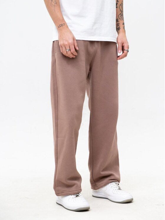Jigga Wear Jigga Wear Spodnie dresowe Szerokie luźne sznurki korona 130313 Brązowy Baggy Fit