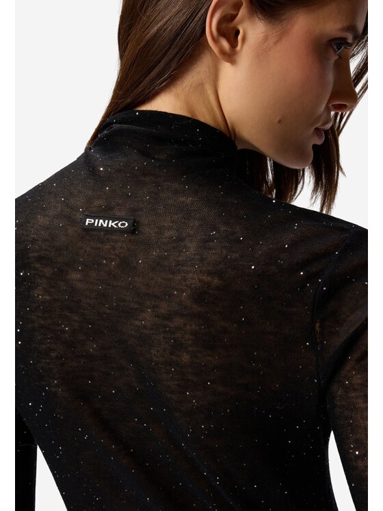 PINKO PINKO Golf Moss maglia ultrafine con micropaillettes Czarny Slim Fit