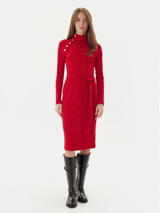 LAUREN RALPH LAUREN Rochie tricotată 200980036002 Roșu Slim Fit