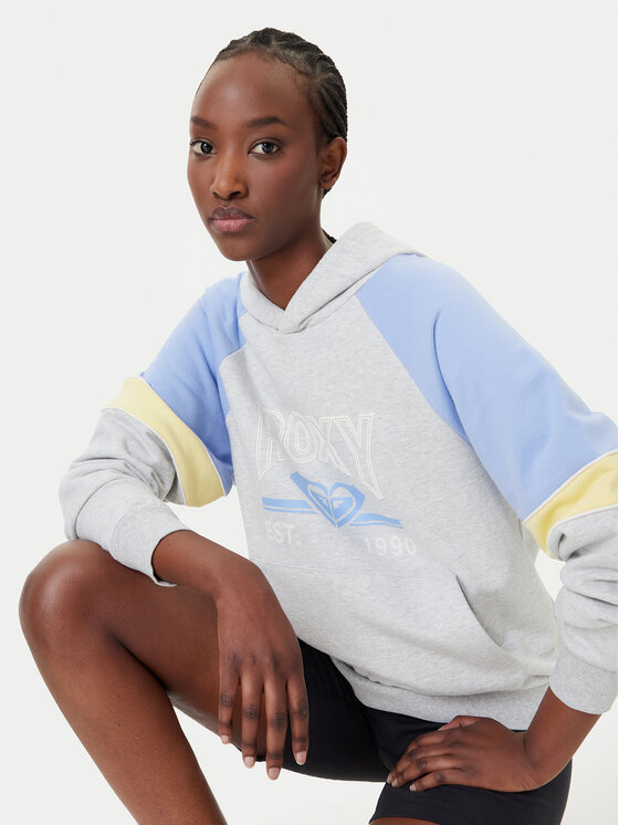 Roxy Roxy Суитшърт Essential Energy Blockd ERJFT04937 Сив Regular Fit