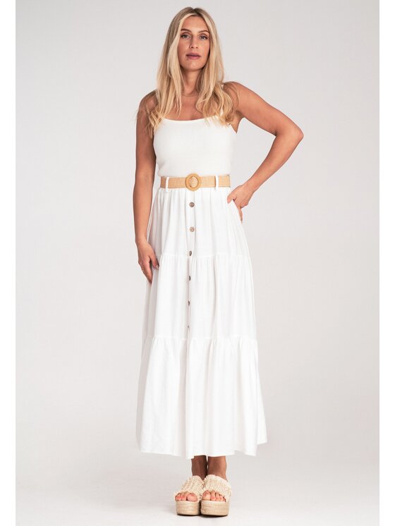 FIGL FIGL Maxi sukňa M1222 Biela Straight Fit