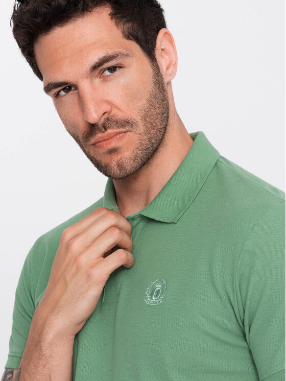 Ombre Ombre Polo OM-POBS-0100 Zielony Regular Fit