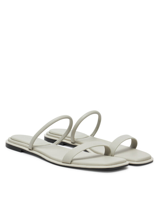 Calvin Klein Calvin Klein Natikači Flat Sandal Squared 2-Bar Lth HW0HW02532 Écru
