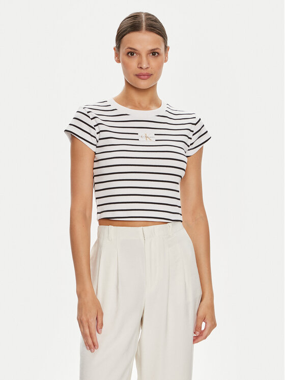 Calvin Klein Jeans Calvin Klein Jeans T-Shirt Baby J20J223552 Bílá Slim Fit