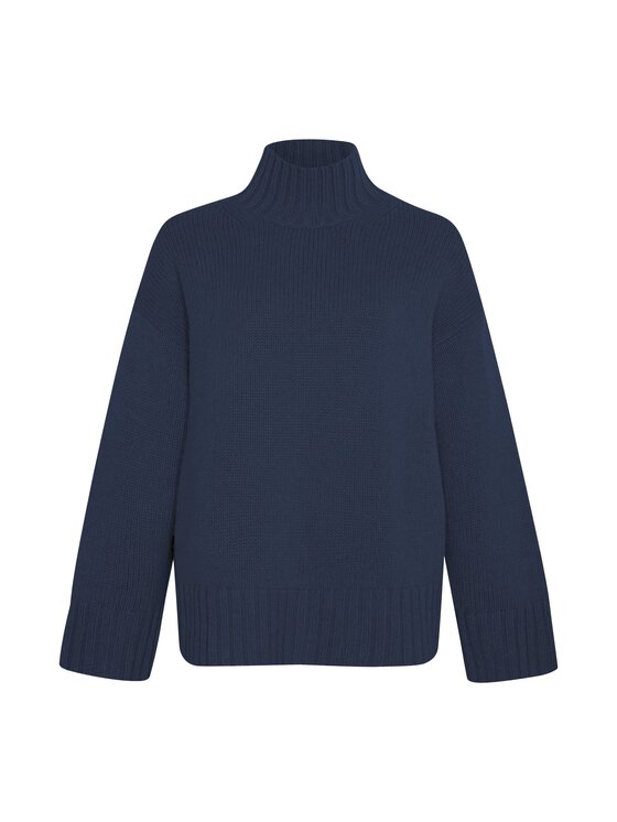 Style Republic Style Republic Golf Sweter o kroju oversize typu boxy, z mieszanki kaszmiru i wełny Granatowy Boxy Fit