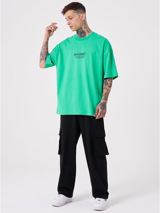 Machinist Machinist T-Shirt Koszulka Z Krótkim Rękawem Męska Oversize Zielona Machinist Money Rules L Zielony Oversize