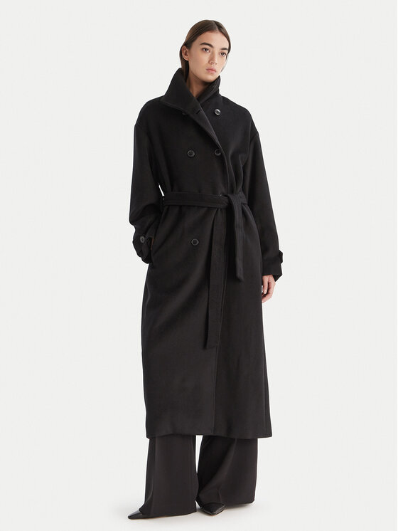 Bardot Bardot Płaszcz wełniany Enzo 60087JB Czarny Oversize