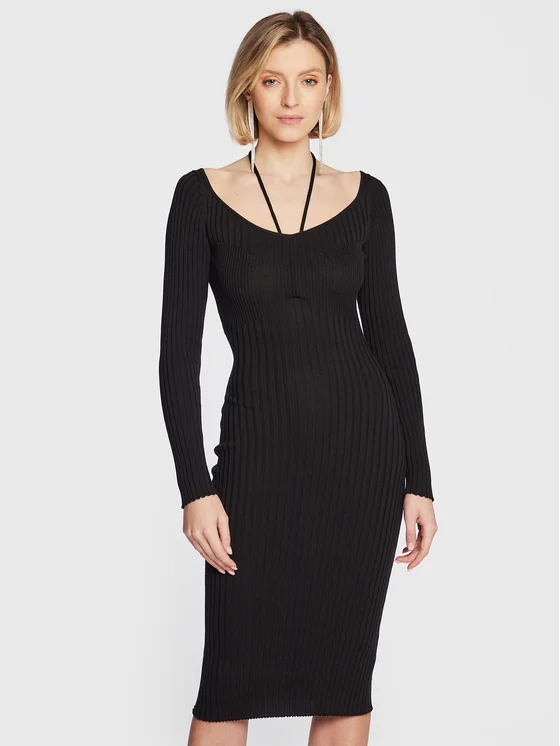 Guess Strickkleid W3RK35 Z30L1 Schwarz Slim Fit