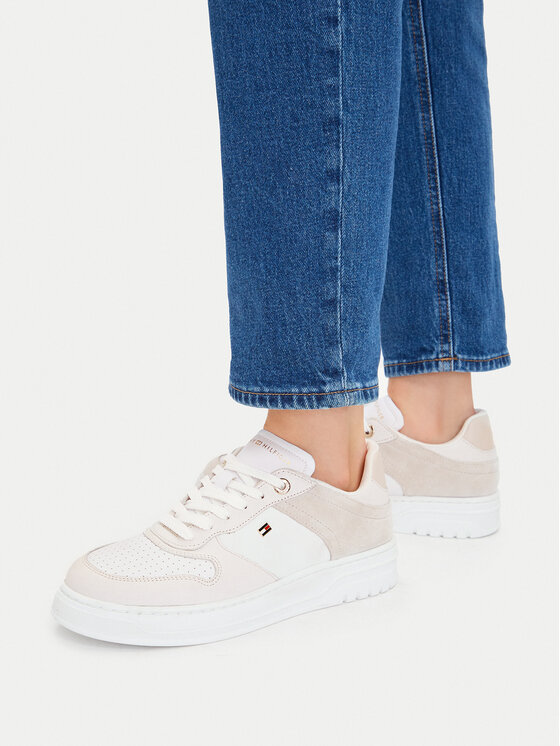 Tommy Hilfiger Tommy Hilfiger Laisvalaikio batai Th Sporty Cupsole Tumbled Ltr FW0FW09024 Écru