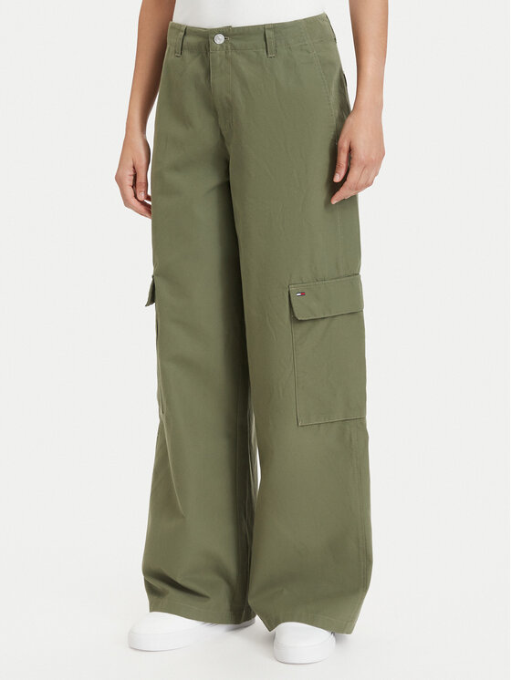Tommy Jeans Pantaloni cargo DW0DW22749 Verde Wide Leg
