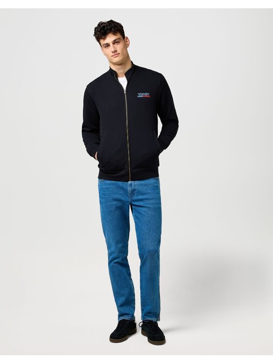 Wrangler Wrangler Bluza FUNNEL NECK ZIP Czarny Regular Fit