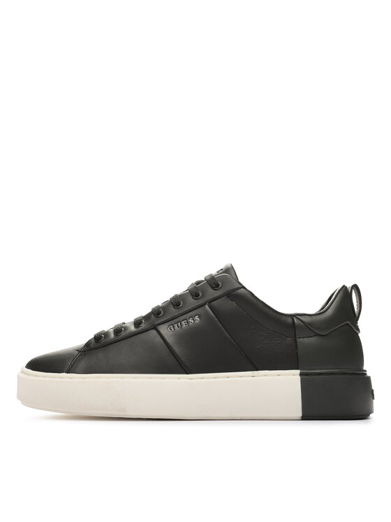 Guess Sneakers Donna In Pelle Nera - Modello FMKNG4 LEA12 - Chiusura Con Lacci E Zip
