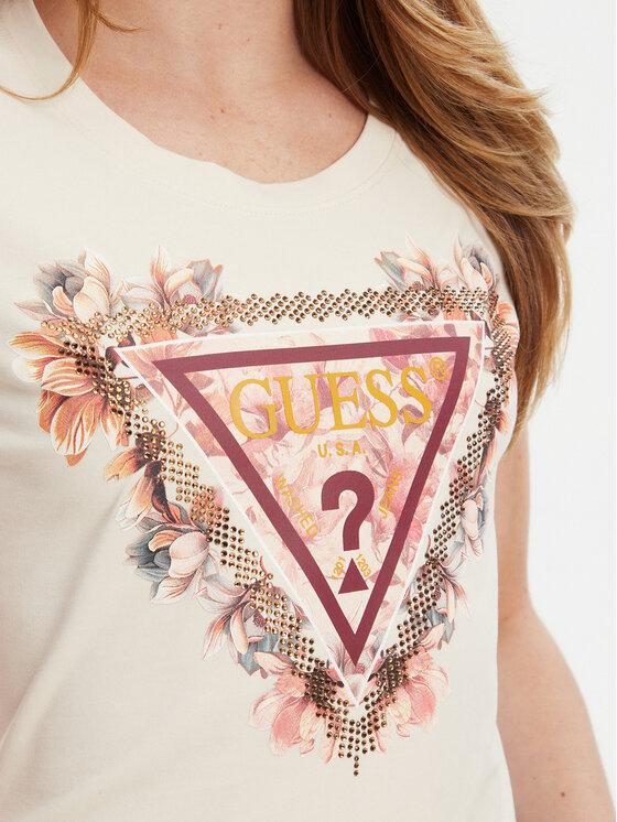Guess Guess Majica W5YI08 J1314 Écru Regular Fit