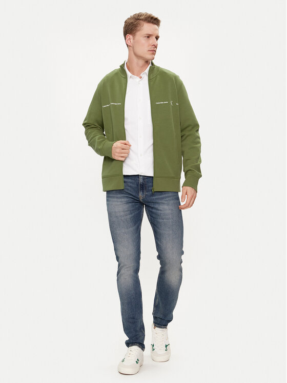 Calvin Klein Jeans Calvin Klein Jeans Felpa Logo Repeat J30J325493 Verde Regular Fit