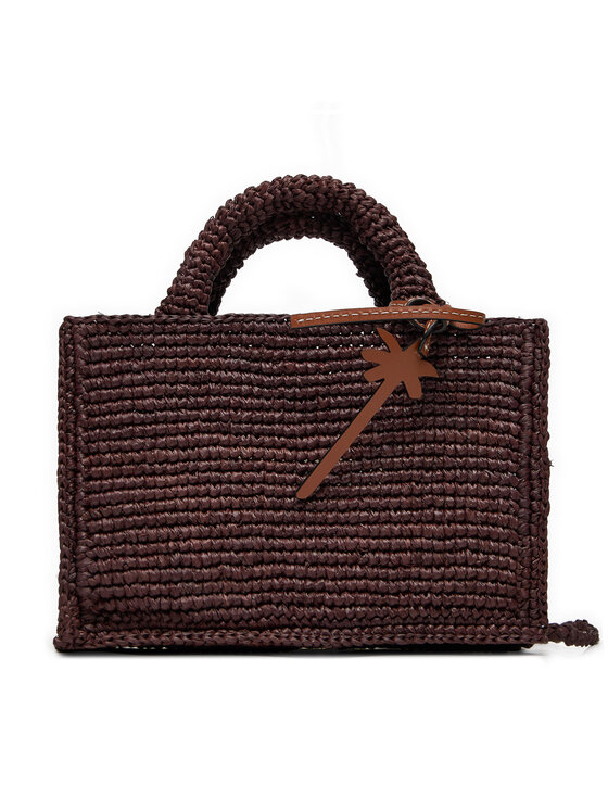 Geantă Manebi Handcrafted Raffia Sunset Bag Mini V 7.4 CO Maro