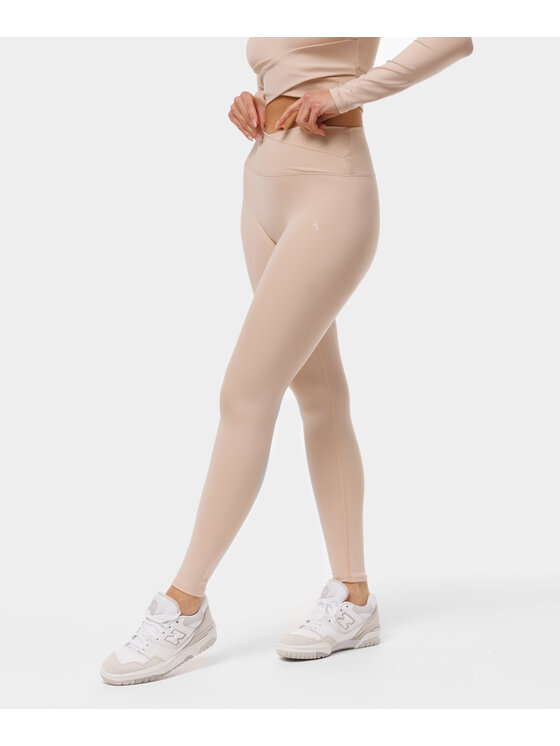 Legginsy, rozmiar L, Beżowe, Crossover leggings