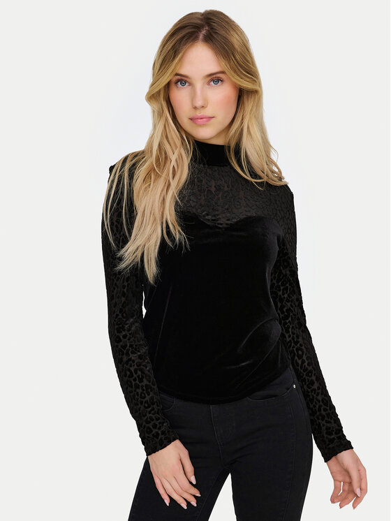ONLY ONLY Bluzka Eliana 15339981 Czarny Slim Fit