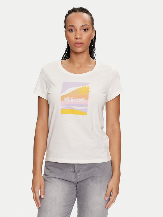 Mustang Tricou Alma 1015163 Écru Regular Fit
