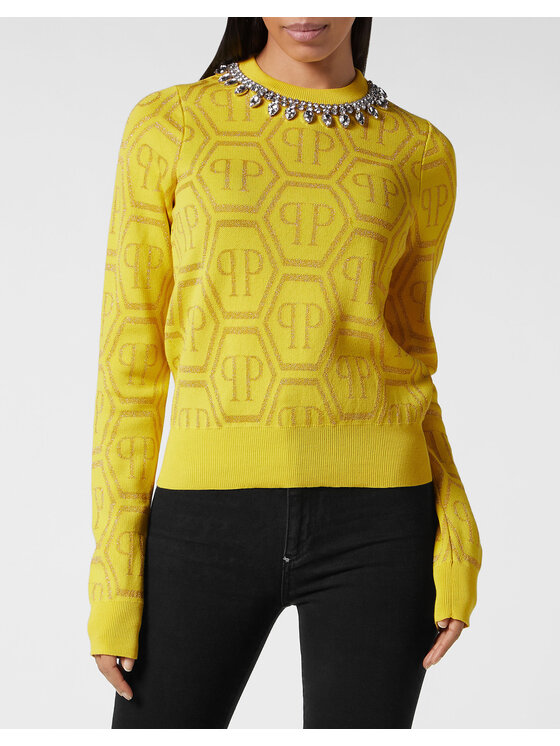 PHILIPP PLEIN PHILIPP PLEIN Sweter 15281 Żółty Regular Fit