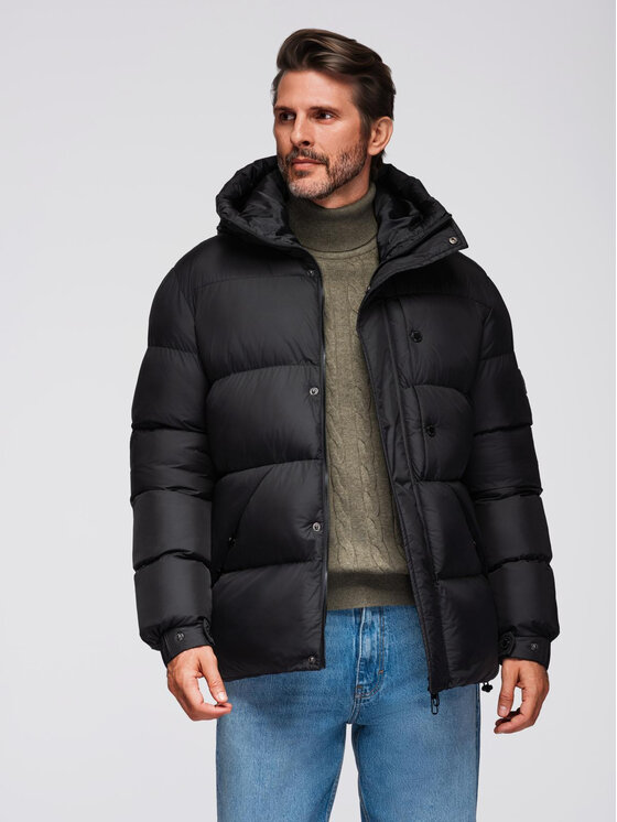 Ombre Ombre Kurtka zimowa OM-JAHP-0238 Czarny Regular Fit