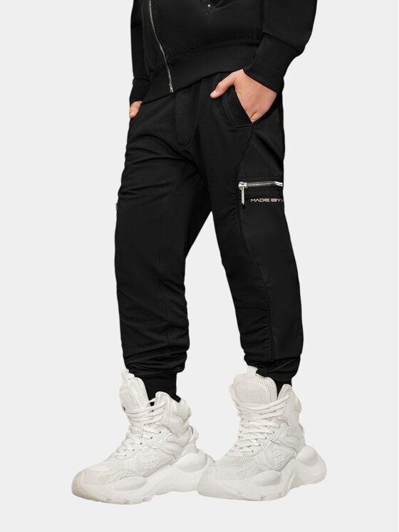 MADE BY SOCIETY MADE BY SOCIETY Ścierka Pantaloni cargo - P36789 Czarny Basic Fit