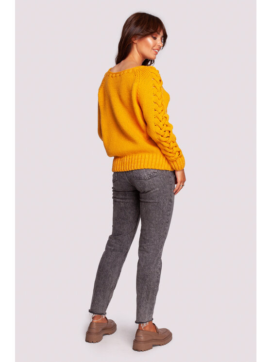 BeWear BeWear Sweter BK090 Żółty Comfortable Fit