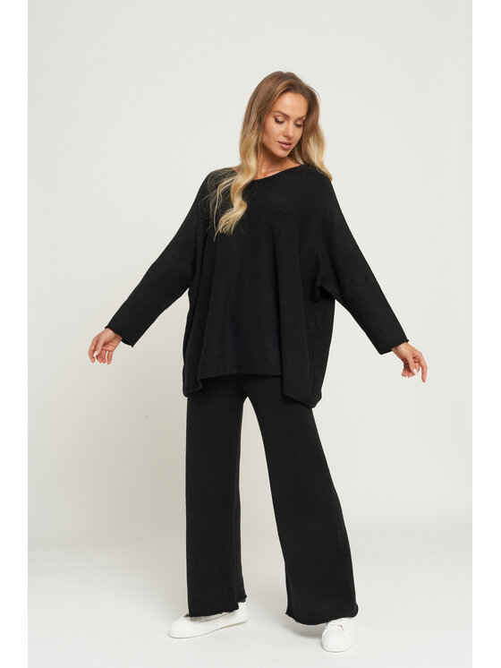 lemoniade lemoniade Komplet bluzka i spodnie LS513Z Czarny Czarny Oversize