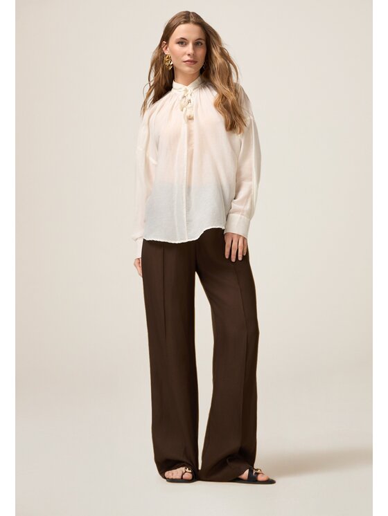 Oltre Oltre Pantaloni di tessuto P088R008844N022 Marrone Baggy Fit