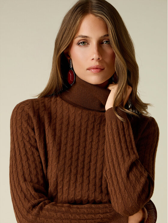 Oltre Oltre Sweter M295J005549N036 Brązowy Regular Fit